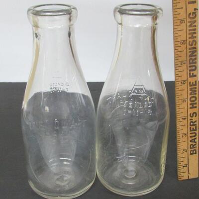 2 Glass Bottles, 1 Quart, Unknown Company