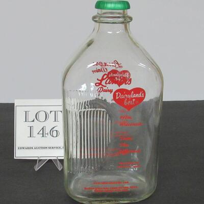 Glass Egg Nog Bottle Lamers, Dairyland's Best, Original Cap