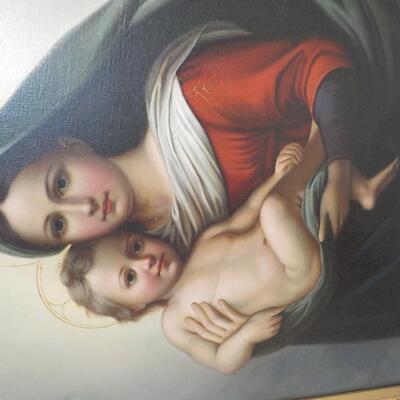 Late 1900's 24 x 32 Mother Mary Religious Paint".