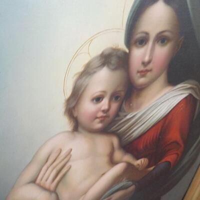 Late 1900's 24 x 32 Mother Mary Religious Paint".