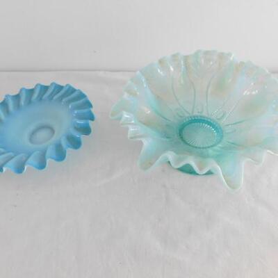 Pair of Vintage Blue Glass Dishes