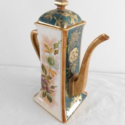 Antique English Doulton Hand Painted Porcelain Chocolate Pot