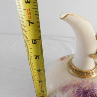 Antique Hand Painted Golden Dragon Handle Porcelain Pitcher by Royal Worcester