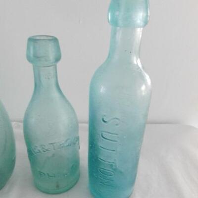 Antique Blue Glass Elixir and Beverage Bottle