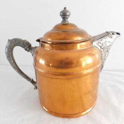 Antique Metal Copper Finish Tea Pot Marked