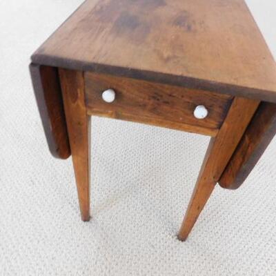 Antique Solid Wood Drop Leaf Single Drawer Table 