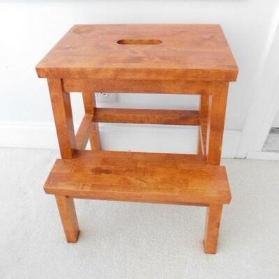 Solid Wood Step Stool Dark Stain