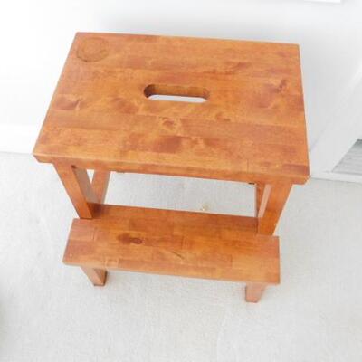 Solid Wood Step Stool Dark Stain