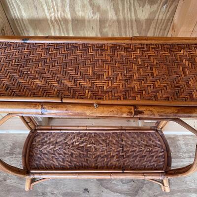 Lot 2 - Rattan Table and Art 
