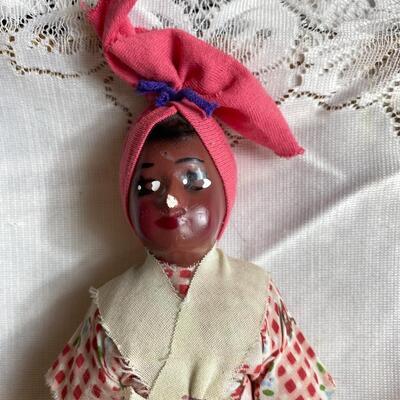 Vintage Primitive Handmade African American Rag Doll