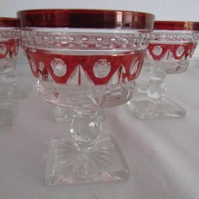 7 Ruby Flash Glass Goblets