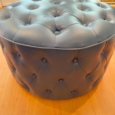 Tufted Large Blue Ottoman Hassock 