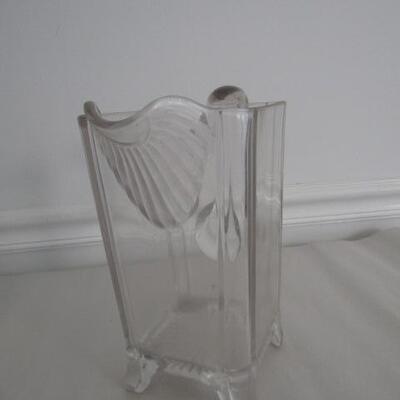 Vintage Footed Glass Pitcher- 5 Inches Across, 9 Inches Tall