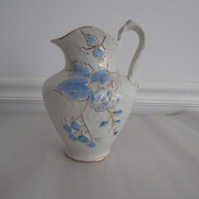 Vintage Blue Leaves Pitcher by The Wheeling Pottery Co.