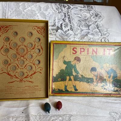 Vintage Milton Bradley Spin It Game Box and Pieces 