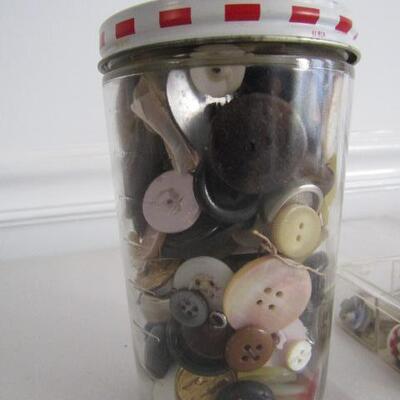 Vintage Skippy Peanut Butter Jar Full of Buttons