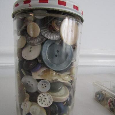 Vintage Skippy Peanut Butter Jar Full of Buttons