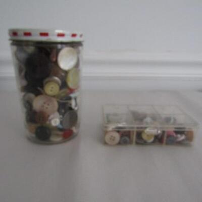 Vintage Skippy Peanut Butter Jar Full of Buttons