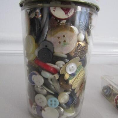 Vintage Skippy Peanut Butter Jar Full of Buttons