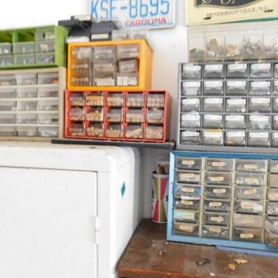 Collection of Pigeon Hole Utility Boxes and Contents