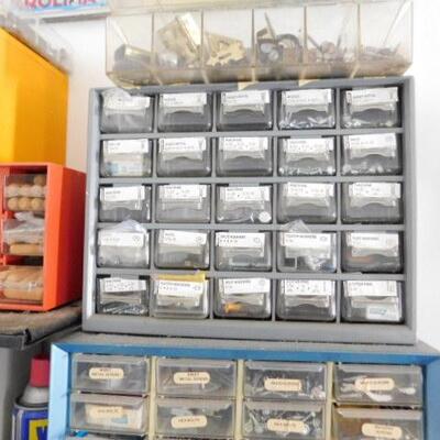 Collection of Pigeon Hole Utility Boxes and Contents