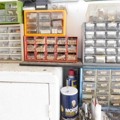 Collection of Pigeon Hole Utility Boxes and Contents