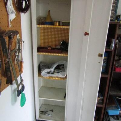 Vintage Metal Storage Cabinet- Measures Approx 18" x 13" X 66"