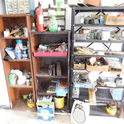 Three Shelves and All Contents of Tools and Hardware (Tool Box Not Included)