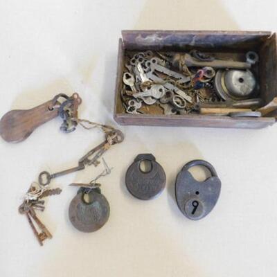 Collection of Vintage Locks and Key Assortment