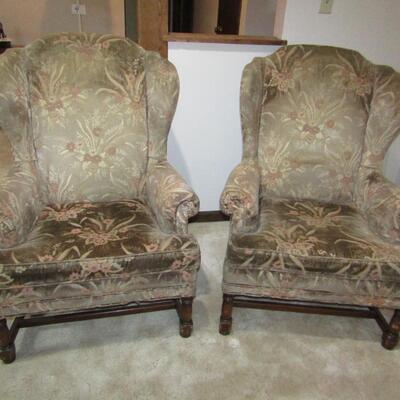 LOT 91  TWO MATCHING WING BACK CHAIRS
