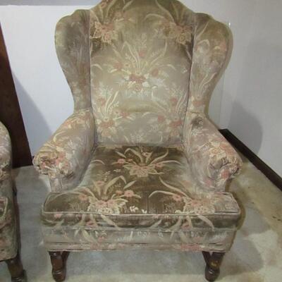 LOT 91  TWO MATCHING WING BACK CHAIRS