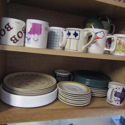 Several Cabinets Full of Misc. Kitchenware- Drinking Glasses, Mugs, Plates, Bowls, Etc.