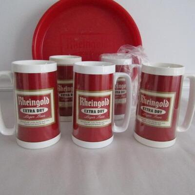 Rheingold Brand Insulated Mugs and Plastic Serving Tray