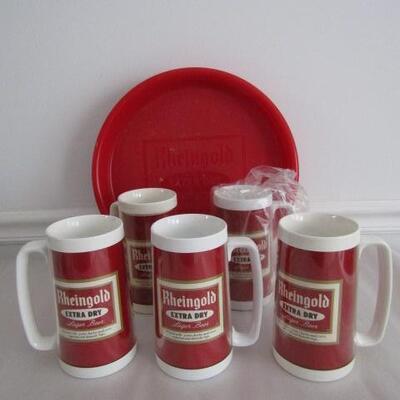 Rheingold Brand Insulated Mugs and Plastic Serving Tray