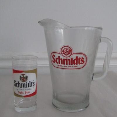 Schmidt's Glass Pitcher and Beer Glass