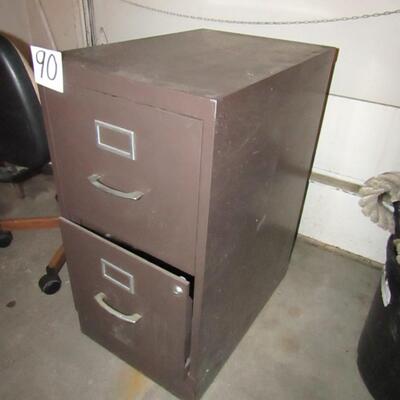 LOT 90  TWO DRAWER FILING CABINET AND DESK CHAIR