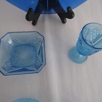 Assorted Blue Glass- Including Handled Serving Plate