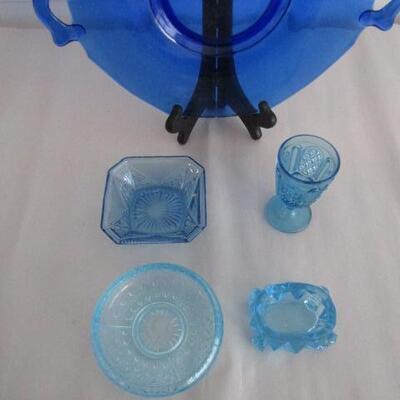 Assorted Blue Glass- Including Handled Serving Plate