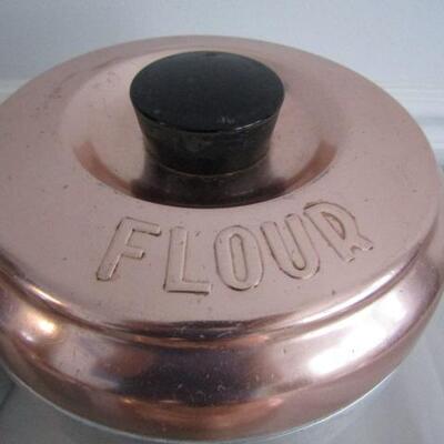 Retro Aluminum and Copper Canister Set (Tea, Coffee, Sugar, and Flour)
