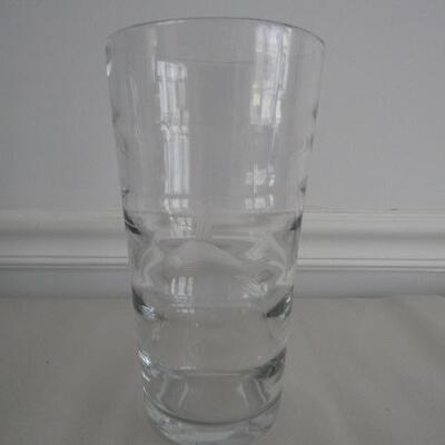Glass Vase with Etched Coy Fish- 4 1/2" Across