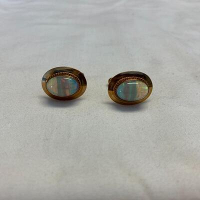 Gold & Opal Cuff Links