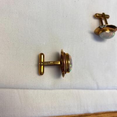 Gold & Opal Cuff Links