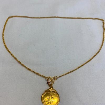 24K Gold Necklace with Pendant