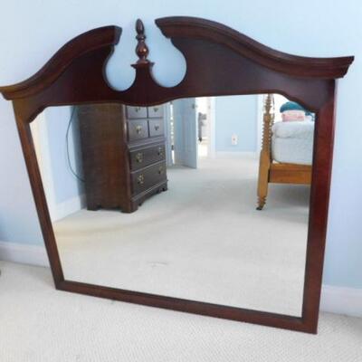 Large Beveled Glass Mirror with Finial 
