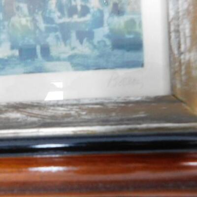 Pair of Vintage Signed Prints in Solid Wood Frames