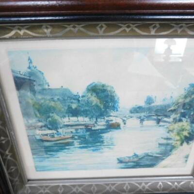 Pair of Vintage Signed Prints in Solid Wood Frames