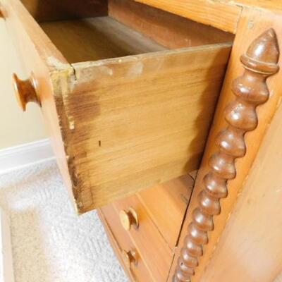 Antique Pennsylvania Maple Solid Wood Chest of Drawers Wide Plank Square Head Nails