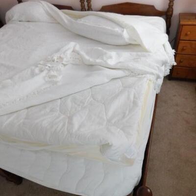 Pair of Vintage Solid Wood Twin Beds with Mattresses 