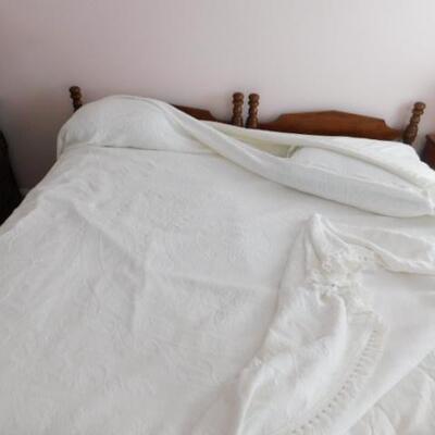 Pair of Vintage Solid Wood Twin Beds with Mattresses 