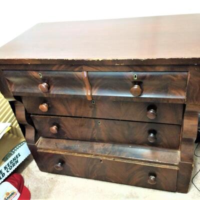 Antique Flame Mahogany Empire Style Two over Three Dresser 